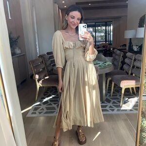 Free People Oasis Midi Gauze Dress Size Small Tan